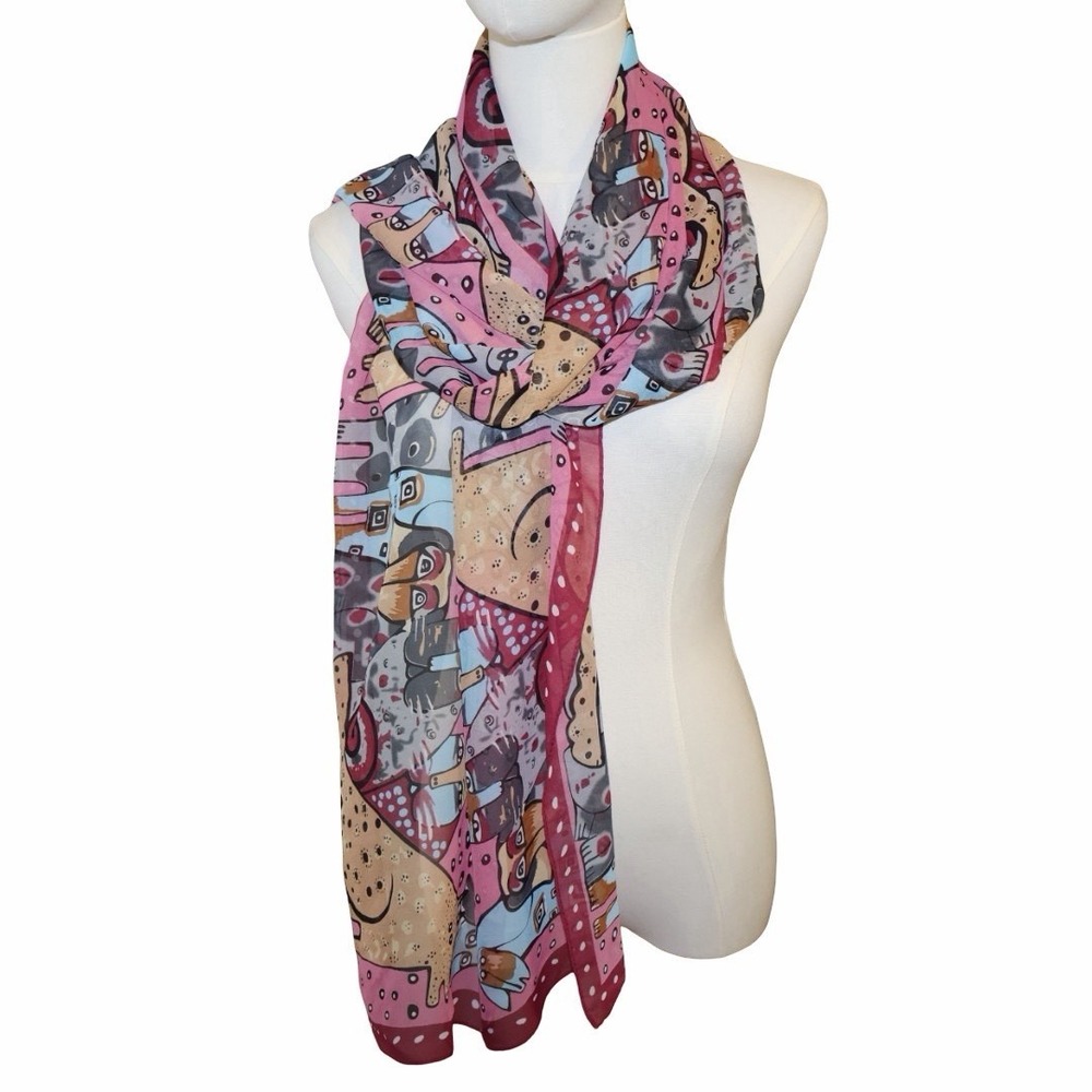 Long Cats And Dogs Novelty‎ Scarf Chiffon Wrapable